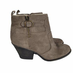 Lucky Brand Women's 9.5M Leather Suede Side Zip Booties Ankle Boot Western